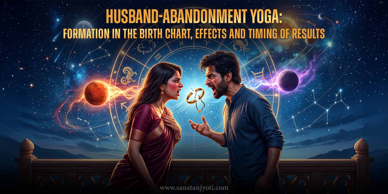 Husband-Abandonment Yoga: Formation in the Birth Chart, Effects and Timing of Results