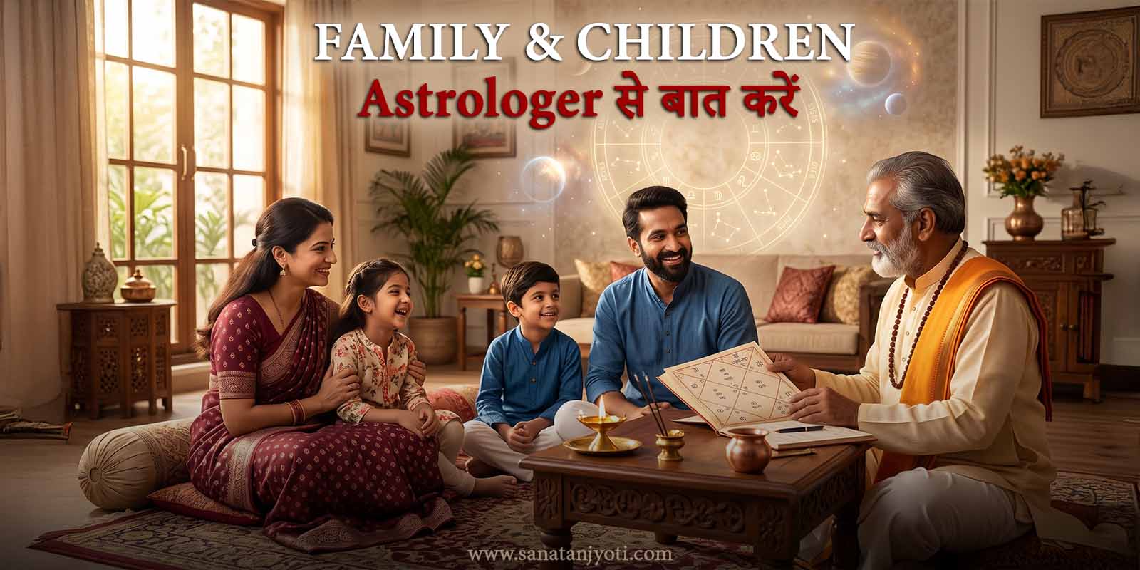 Family & Children Astrologer से बात करें – परिवार, संतान और पारिवारिक संबंधों के लिए व्यक्तिगत वैदिक ज्योतिष परामर्श