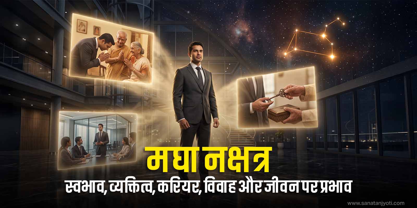 मघा नक्षत्र: स्वभाव, व्यक्तित्व, करियर, विवाह और जीवन पर प्रभाव