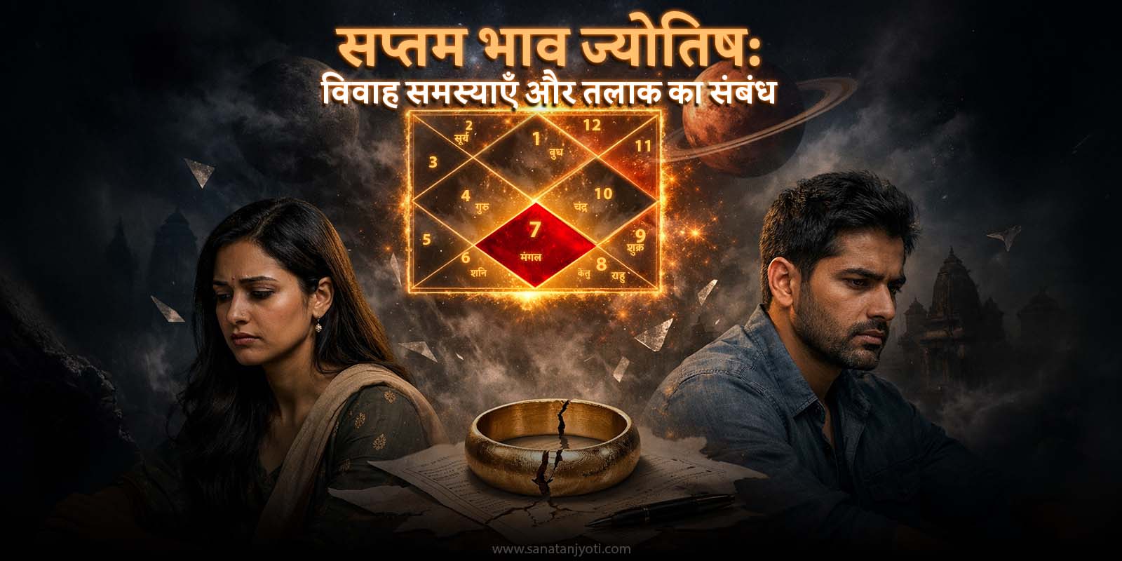 सप्तम भाव ज्योतिष: विवाह समस्याएँ और तलाक का संबंध