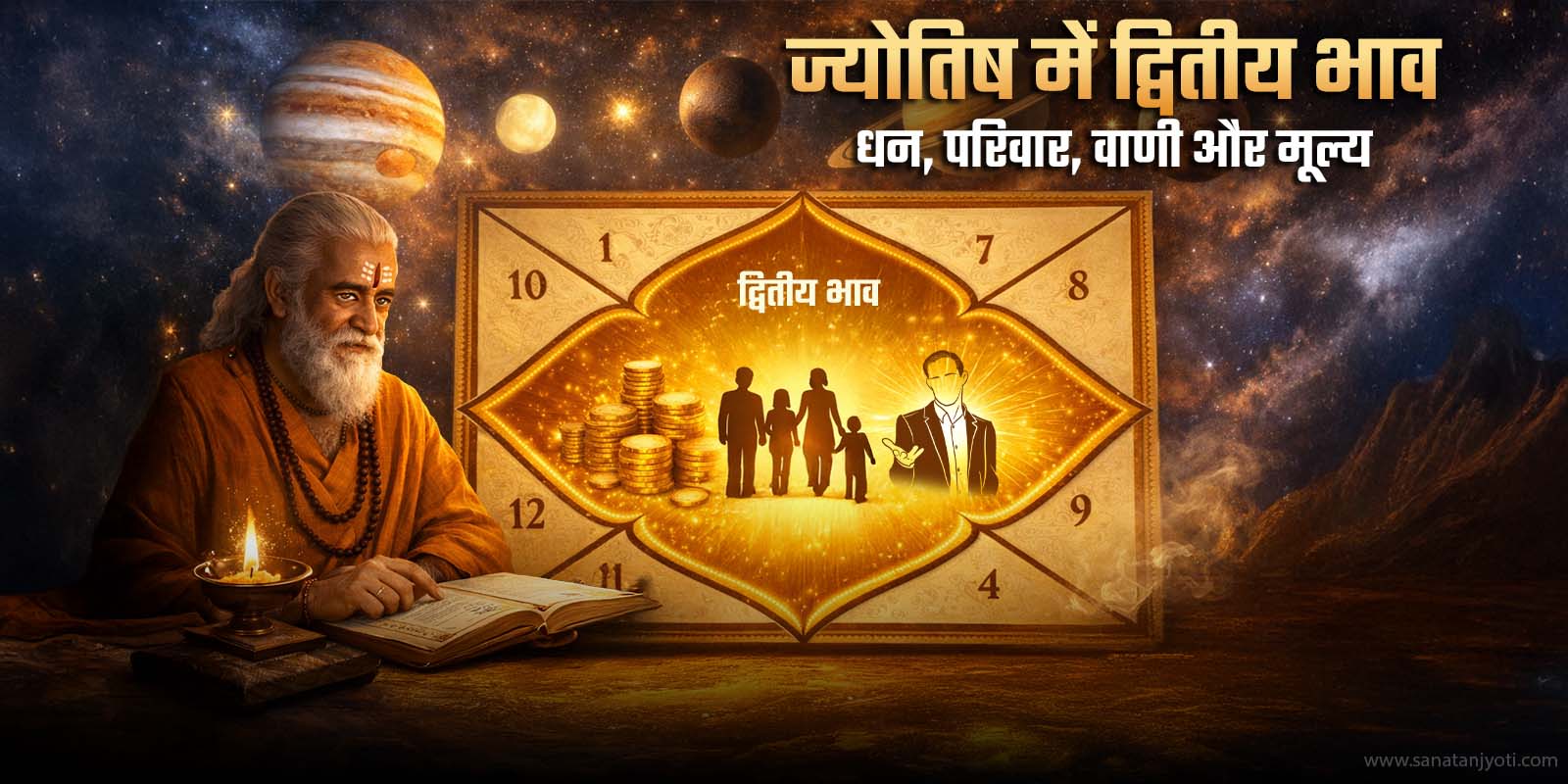 ज्योतिष में द्वितीय भाव – धन, परिवार, वाणी और मूल्य