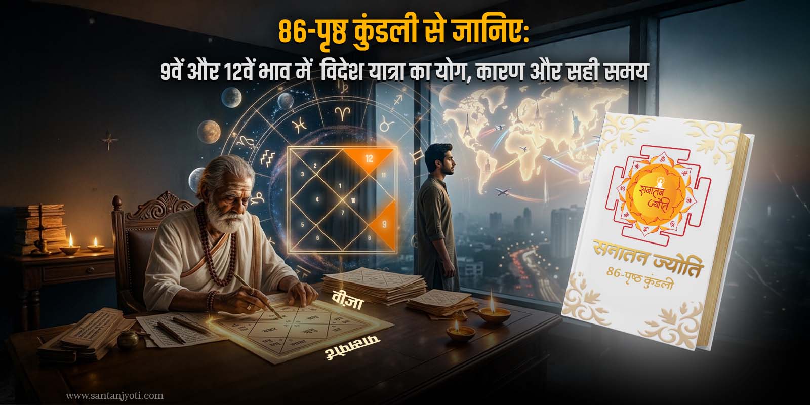86-पृष्ठ कुंडली से जानिए: 9वें और 12वें भाव में विदेश यात्रा का योग, कारण और सही समय