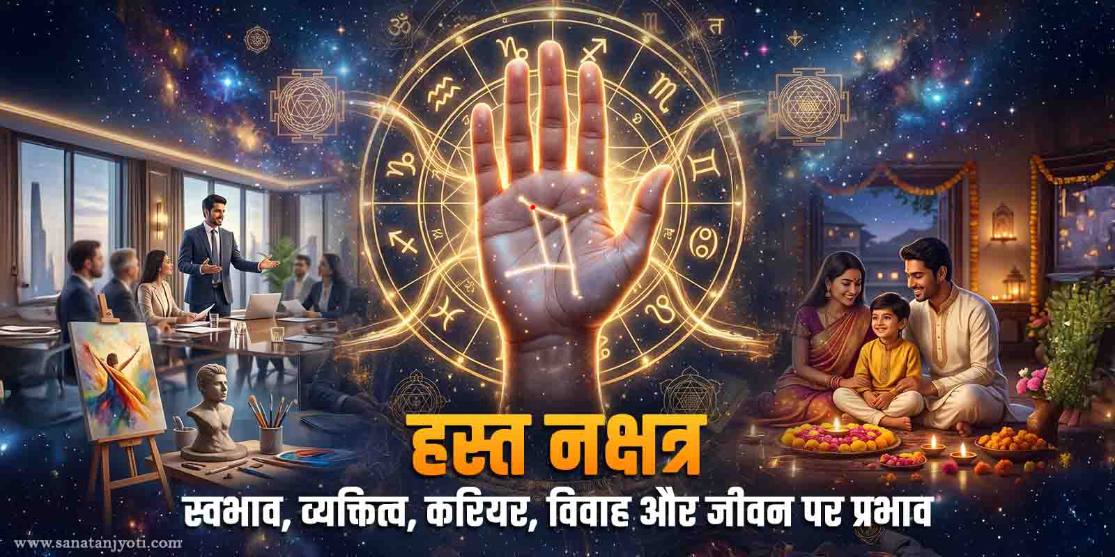 हस्त नक्षत्र: स्वभाव, व्यक्तित्व, करियर, विवाह और जीवन पर प्रभाव