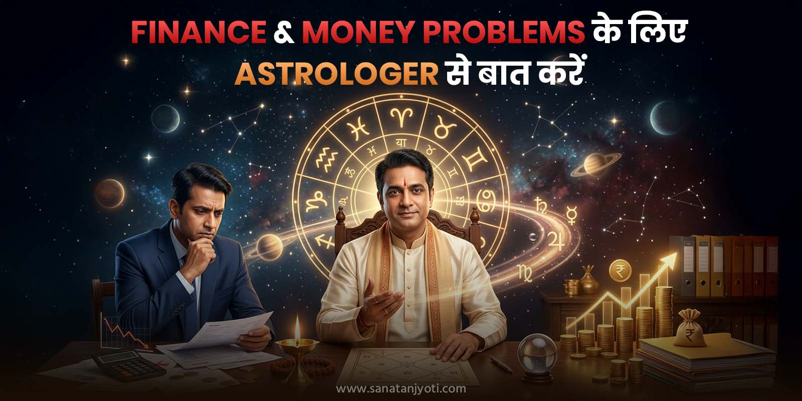Finance & Money Problems के लिए Astrologer से बात करें– धन, आर्थिक स्थिति और Financial Growth के लिए व्यक्तिगत वैदिक ज्योतिष परामर्श 