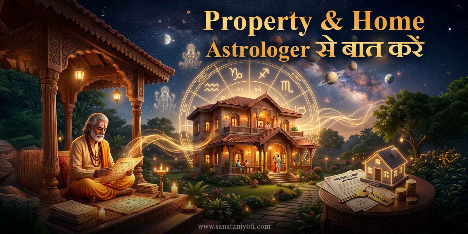 Property & Home Astrologer से बात करें – घर, भूमि, संपत्ति और निवास से जुड़े प्रश्नों के लिए व्यक्तिगत वैदिक ज्योतिष परामर्श