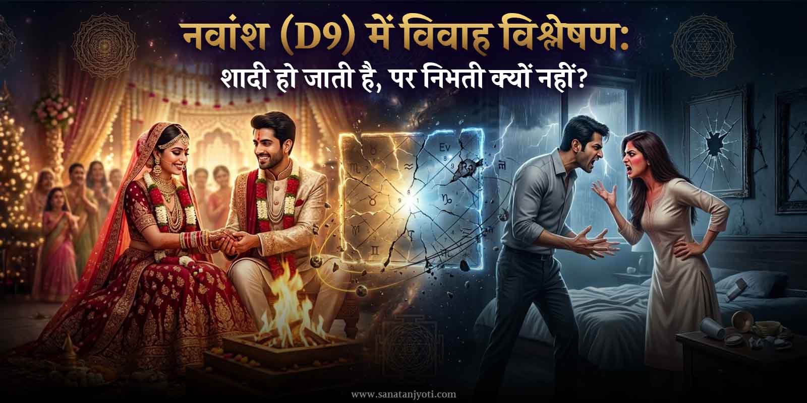 नवांश (D9) में विवाह विश्लेषण: शादी हो जाती है, पर निभती क्यों नहीं?