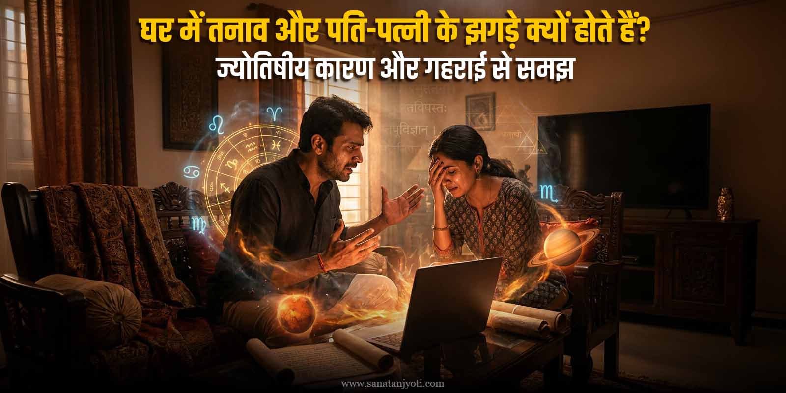 घर में तनाव और पति-पत्नी के झगड़े क्यों होते हैं? ज्योतिषीय कारण और गहराई से समझ
