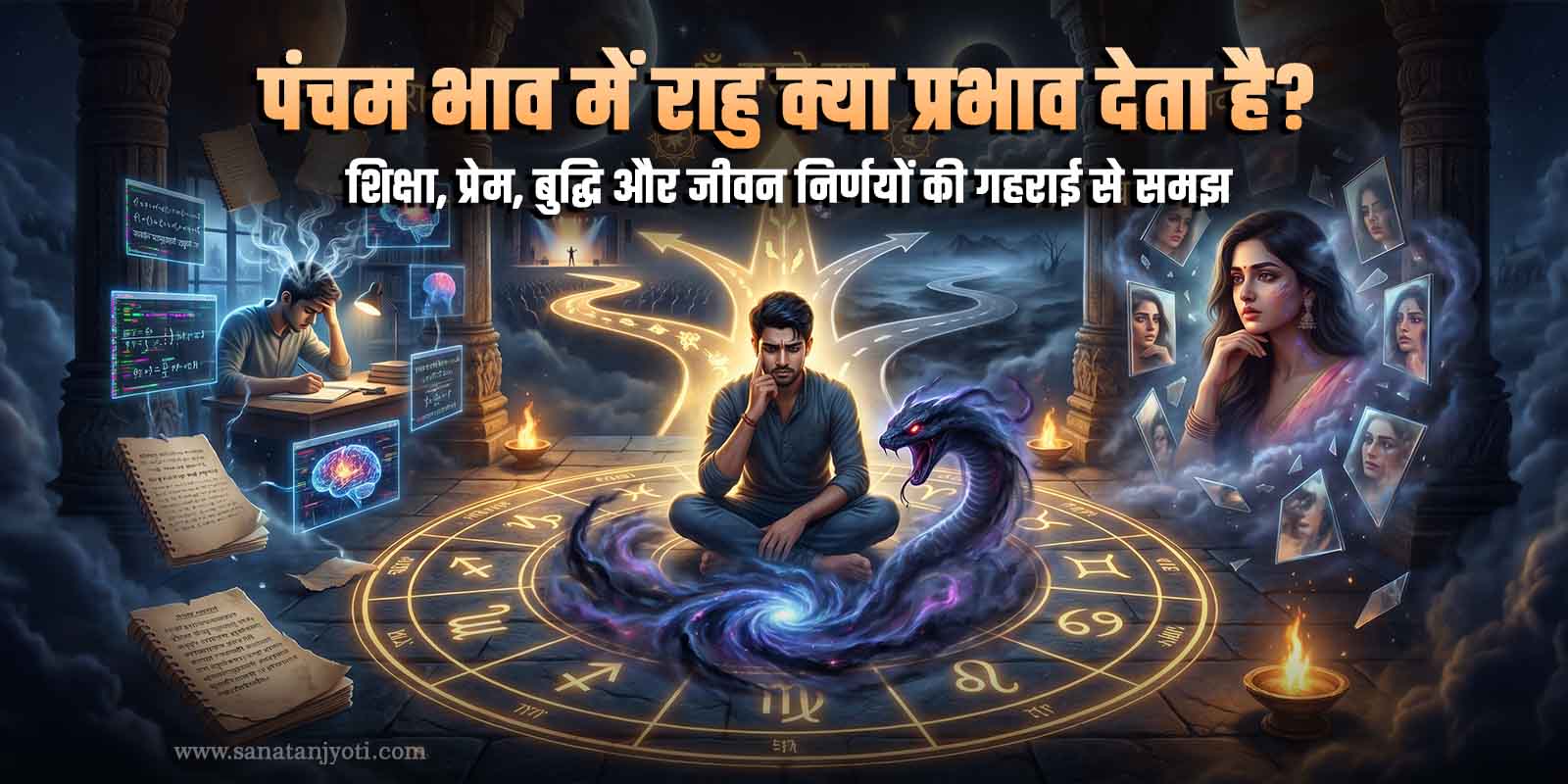 पंचम भाव में राहु क्या प्रभाव देता है? शिक्षा, प्रेम, बुद्धि और जीवन निर्णयों की गहराई से समझ