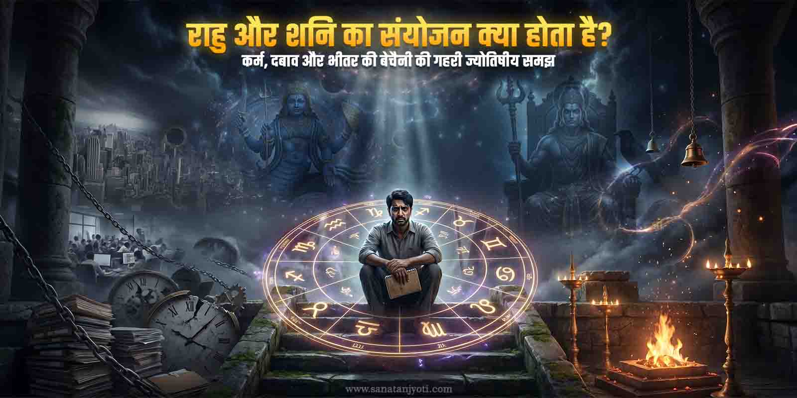 राहु और शनि का संयोजन क्या होता है? कर्म, दबाव और भीतर की बेचैनी की गहरी ज्योतिषीय समझ