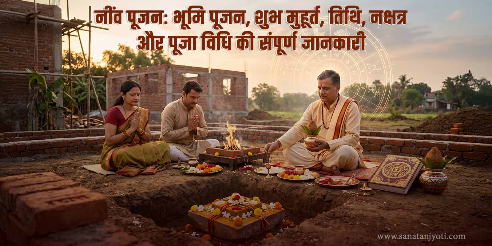 नींव पूजन: भूमि पूजन, शुभ मुहूर्त, तिथि, नक्षत्र और पूजा विधि की संपूर्ण जानकारी