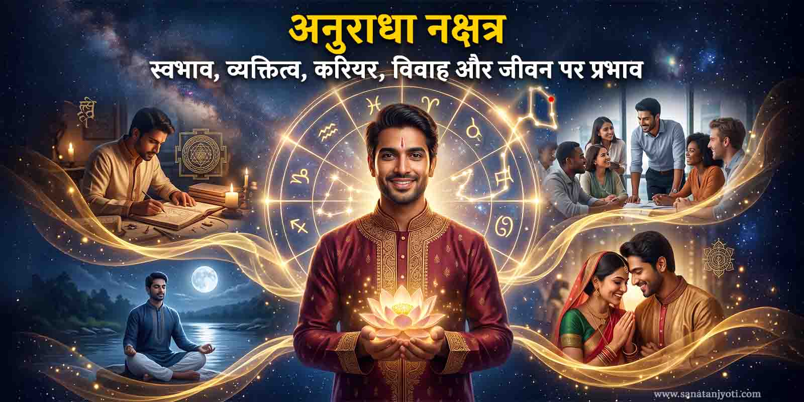 अनुराधा नक्षत्र: स्वभाव, व्यक्तित्व, करियर, विवाह और जीवन पर प्रभाव
